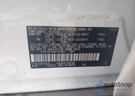 2021 Toyota Rav4 Xle from USA, damaged, VIN 2T3P1RFV2MC182984